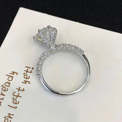 3.30 tcw round lab grown diamond engagement ring accent setting IGI certified bridal wedding ring luxury gift for women elegant style jewelry