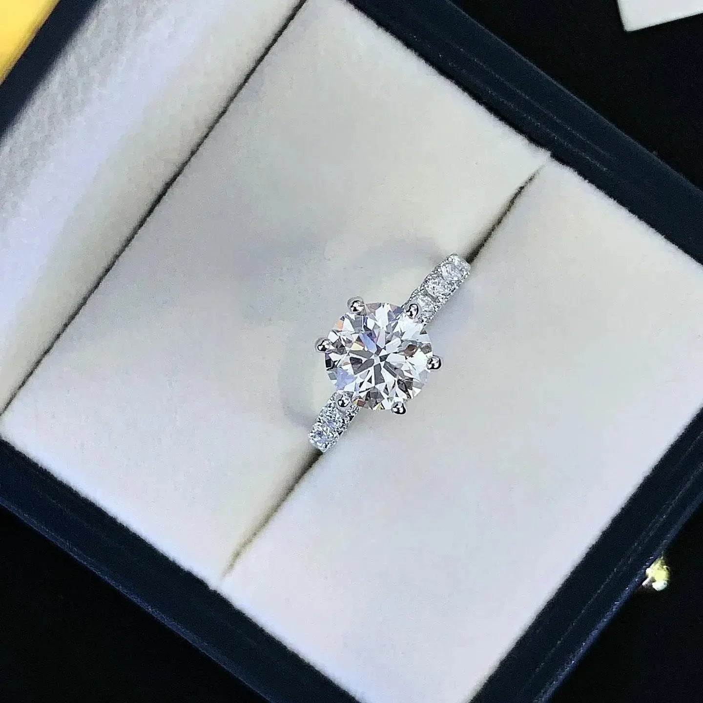 3.30 tcw round cut lab grown diamond ring accent design IGI certified engagement wedding ring bridal jewelry luxury timeless elegant design