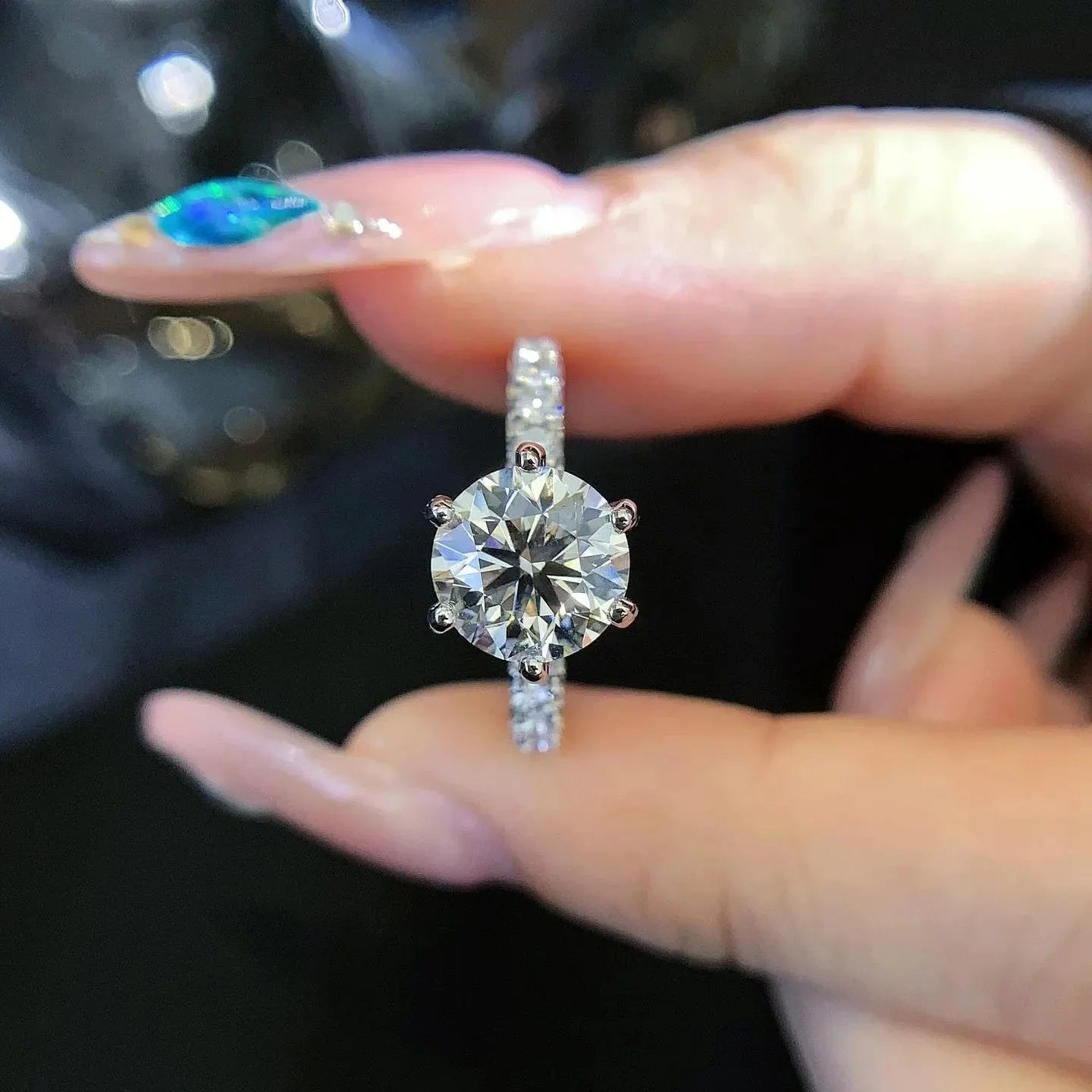 3.30 TCW Round Lab Grown Diamond Engagement Ring | Accent Design Ring | IGI Certified 