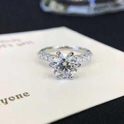 3.30 tcw round lab grown diamond engagement ring accent design IGI certified bridal jewelry wedding ring luxury gift for her women elegant