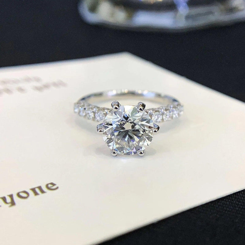 3.00 CT Round Lab Grown Diamond Engagement Ring | Accent Design Ring | IGI Certified