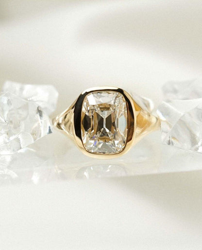 3.39 CT Cushion Lab Grown Diamond Engagement Ring | Full Bezel Solitaire Design | IGI Certified 