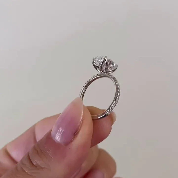 3.00 CT oval lab grown diamond engagement ring marquise and round side stones IGI certified bridal wedding ring luxury gift for women elegant