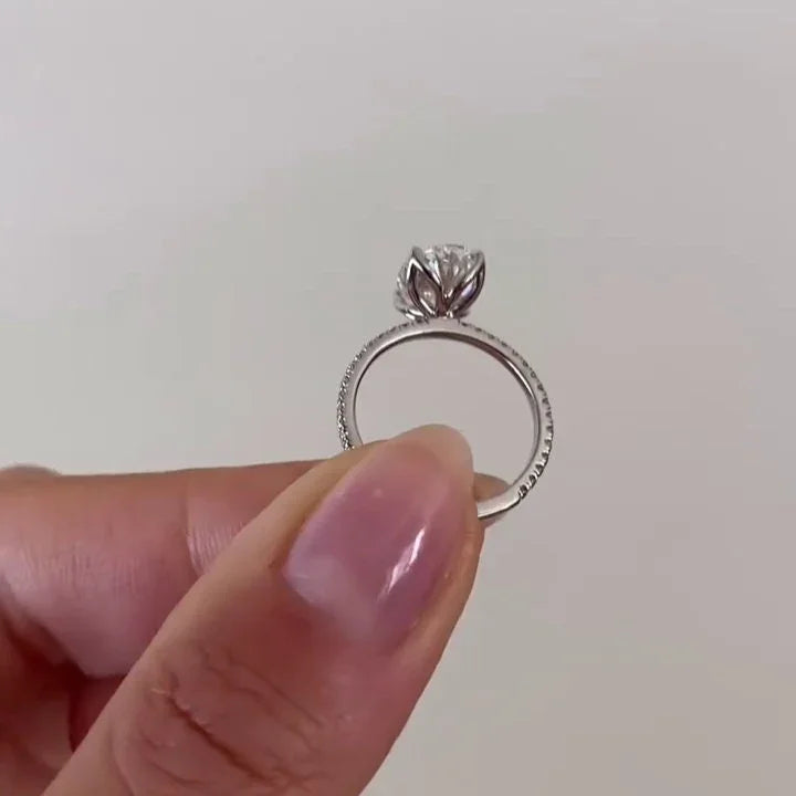 3.40 TCW Oval Lab Grown Diamond Engagement Ring | Marquise & Round Side Stones | IGI Certified 