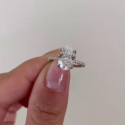 3.00 CT oval lab grown diamond engagement ring marquise round side stones IGI certified bridal jewelry wedding ring luxury gift for her women