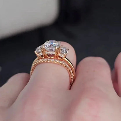 3.00 CT oval cut lab grown diamond ring set three stone engagement band IGI certified wedding ring bridal jewelry luxury elegant design