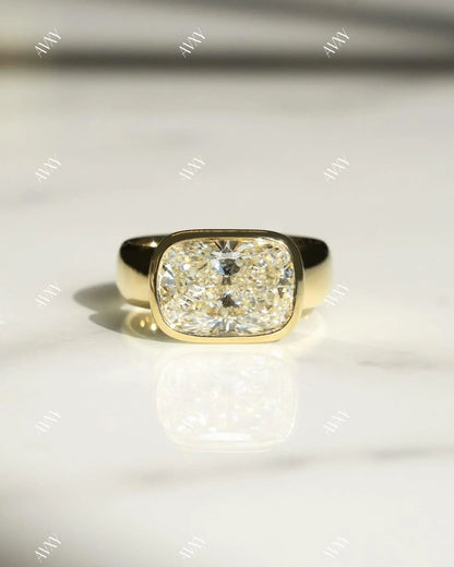3.50 ct cushion lab grown diamond engagement ring full bezel IGI certified bridal jewelry wedding ring luxury gift for her women elegant
