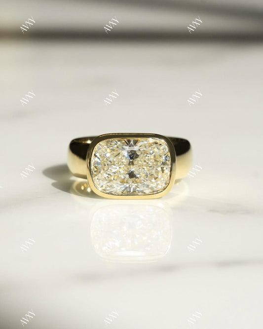 3.50 CT Cushion Lab Grown Diamond Engagement Ring | Full Bezel Setting | IGI Certified 