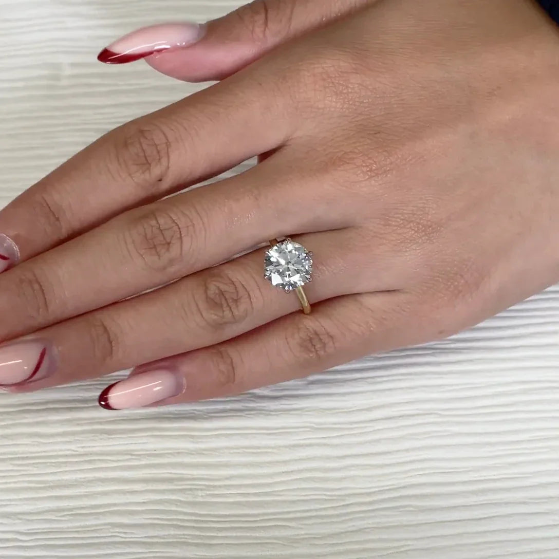 3.50 CT Round Lab Grown Diamond Engagement Ring | Cathedral Solitaire Design | IGI Certified 