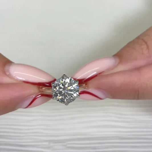 3.50ct round lab grown diamond engagement ring IGI certified cathedral solitaire design bridal wedding ring luxury anniversary gift for her jewelry