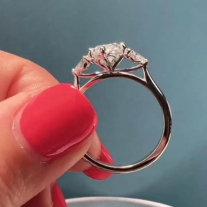 3.00 CT marquise lab grown diamond engagement ring with three stone design, IGI certified luxury bridal wedding diamond jewelry ring
