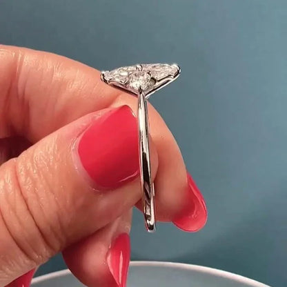 3.50 TCW Marquise Lab Grown Diamond Engagement Ring | Three Stone Ring | IGI Certified 