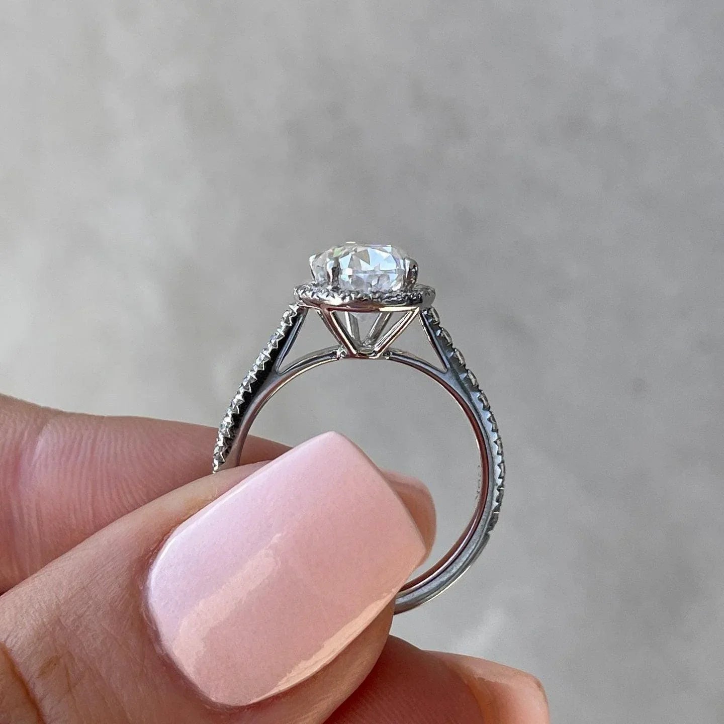 Pear 3.50 TCW lab grown diamond engagement ring halo pavé IGI certified bridal jewelry, luxury sustainable wedding ring, elegant pear cut design