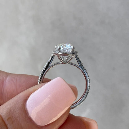 Pear 3.50 TCW lab grown diamond engagement ring halo pavé IGI certified bridal jewelry, luxury sustainable wedding ring, elegant pear cut design