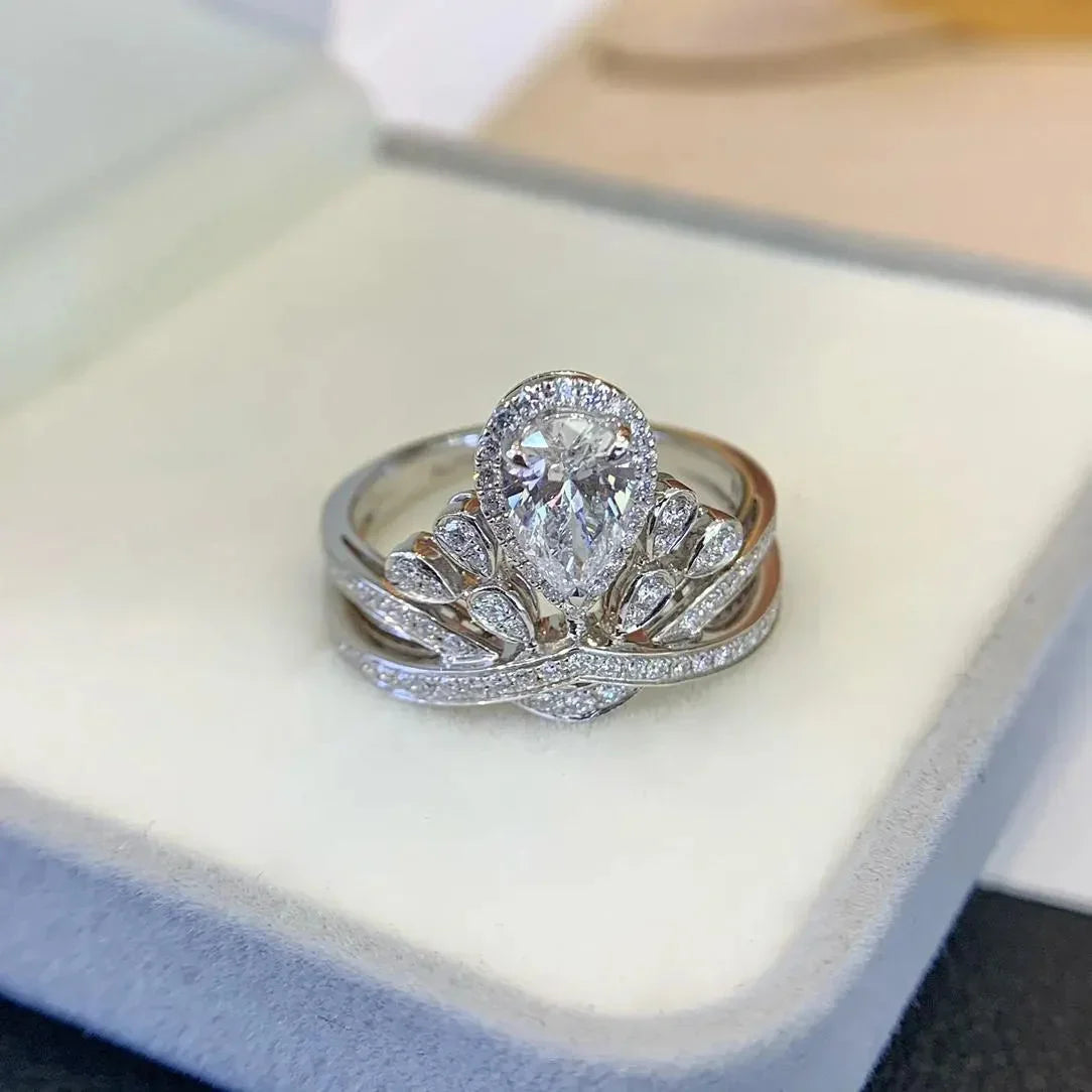 3.50 TCW Pear Lab Grown Diamond Engagement Ring | Halo & Side Stones | IGI Certified 