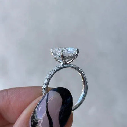 3.50 TCW radiant lab grown diamond engagement ring IGI certified pavé solitaire radiant cut bridal jewelry wedding ring sustainable luxury for women