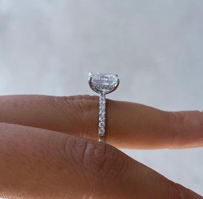 3.50 TCW radiant lab grown diamond engagement ring IGI certified pavé solitaire design halo style bridal wedding sustainable jewelry women ring