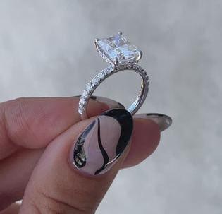 3.50 TCW Radiant Lab Grown Diamond Engagement Ring | Pavé Solitaire Design | IGI Certified 