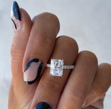 3.50 TCW Radiant Lab Grown Diamond Engagement Ring | Pavé Solitaire Design | IGI Certified 
