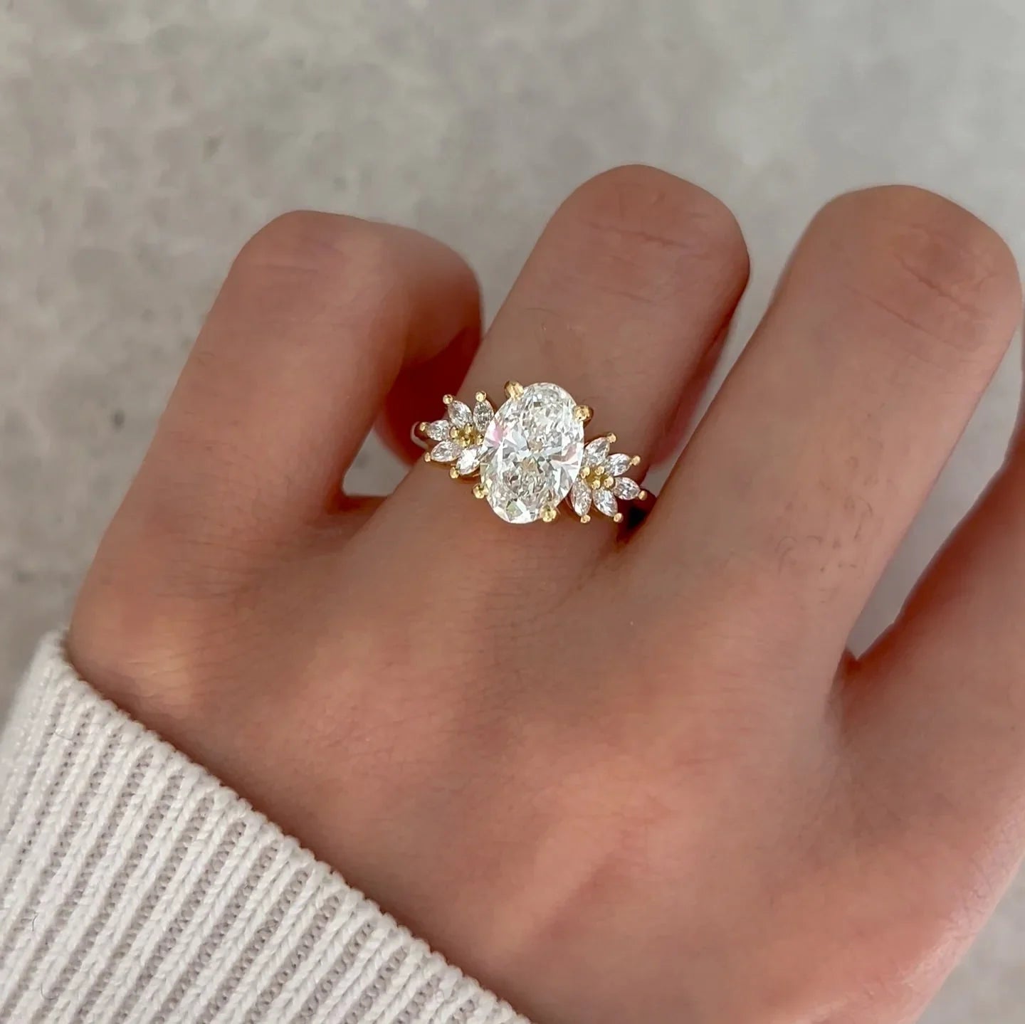 3.50ct oval cut lab grown diamond engagement ring Anastasia setting, bridal wedding ring luxury jewelry, anniversary gift for women sustainable ring