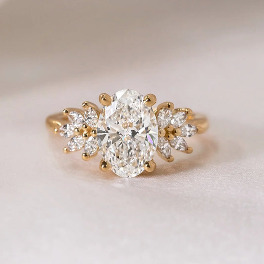 3.50ct oval cut lab grown diamond ring with Anastasia setting, luxury engagement ring wedding ring, anniversary gift for women bridal sustainable jewelry