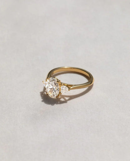 3.50ct oval cut lab grown diamond ring with trillion side stones two stone engagement wedding ring luxury bridal jewelry gift for wife her ring