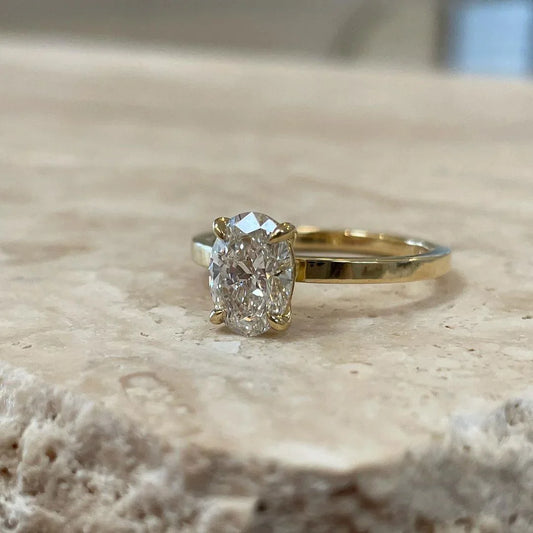 3.50ct oval solitaire lab grown diamond ring square gold band IGI certified luxury engagement wedding ring anniversary promise ring for her women