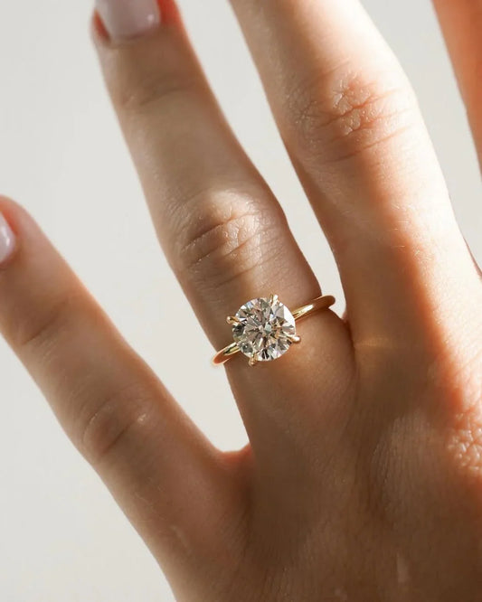 3.50ct round lab grown diamond engagement ring IGI certified solitaire setting luxury bridal jewelry classic wedding ring sustainable fine jewelry