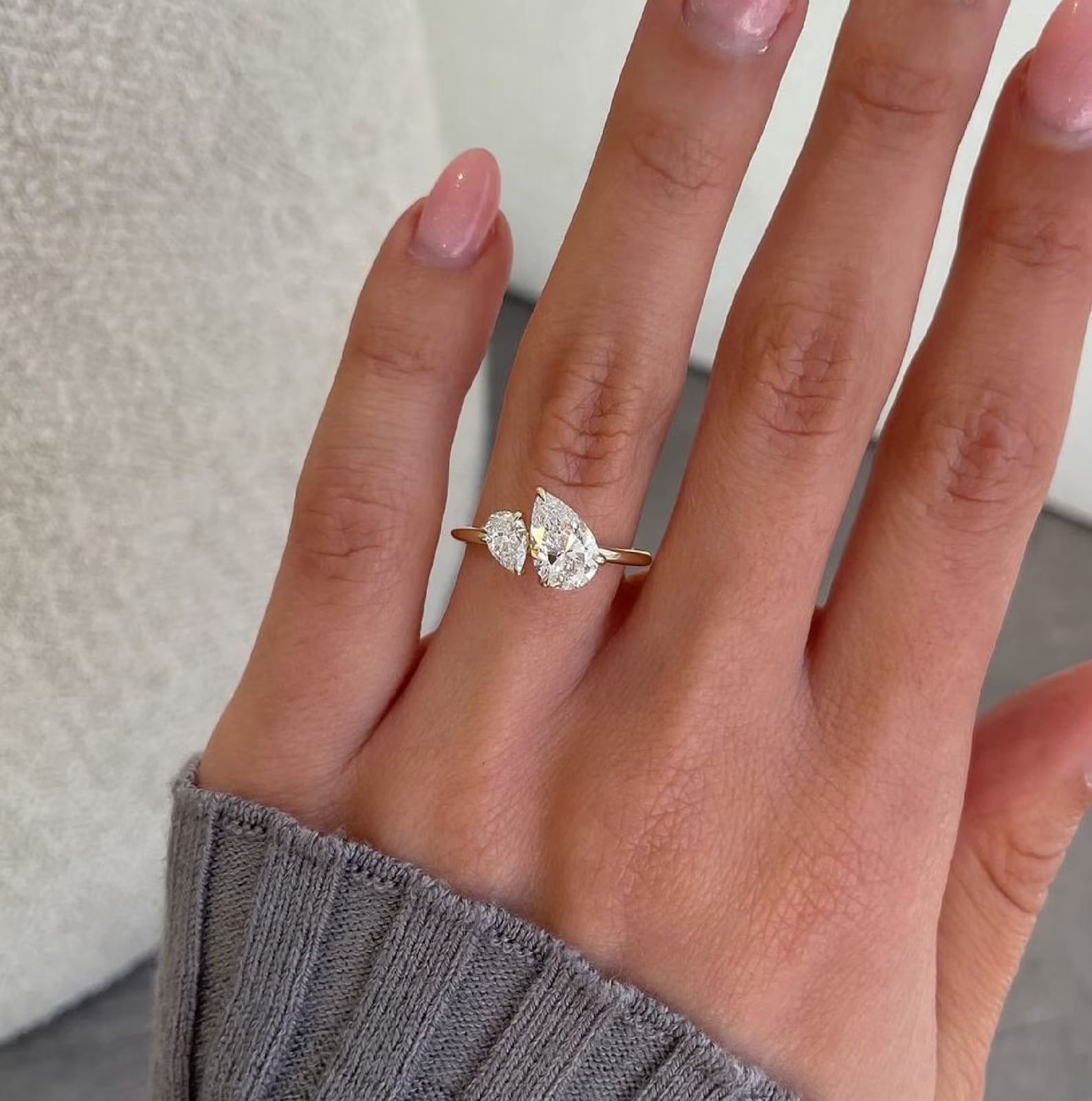3.50tcw Duet Pear Cut Toi Et Moi Lab Grown Diamond Ring Luxurious diamond Ring, Wedding Ring, Anniversary and Promise Ring For Her 
