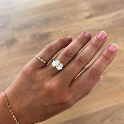 3.50tcw Pear & Oval Cut Toi Et Moi Lab Grown Diamond Ring Luxurious Engagement Ring and Wedding ring, Anniversary Gift For Women 