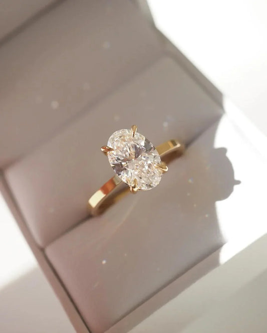 3.5ct oval lab grown diamond engagement ring IGI certified luxury wedding ring bridal jewelry anniversary promise ring sustainable ring for her