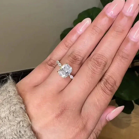 3.60 TCW cushion lab grown diamond engagement ring diamond accent ring IGI certified bridal wedding ring luxury fine jewelry promise ring gift