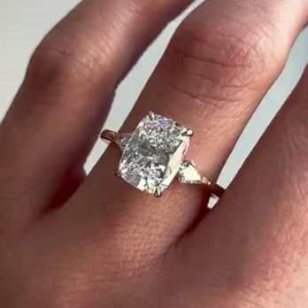 3.60 TCW elongated cushion lab grown diamond engagement ring kite-shaped side stones IGI certified bridal wedding ring luxury fine jewelry anniversary ring