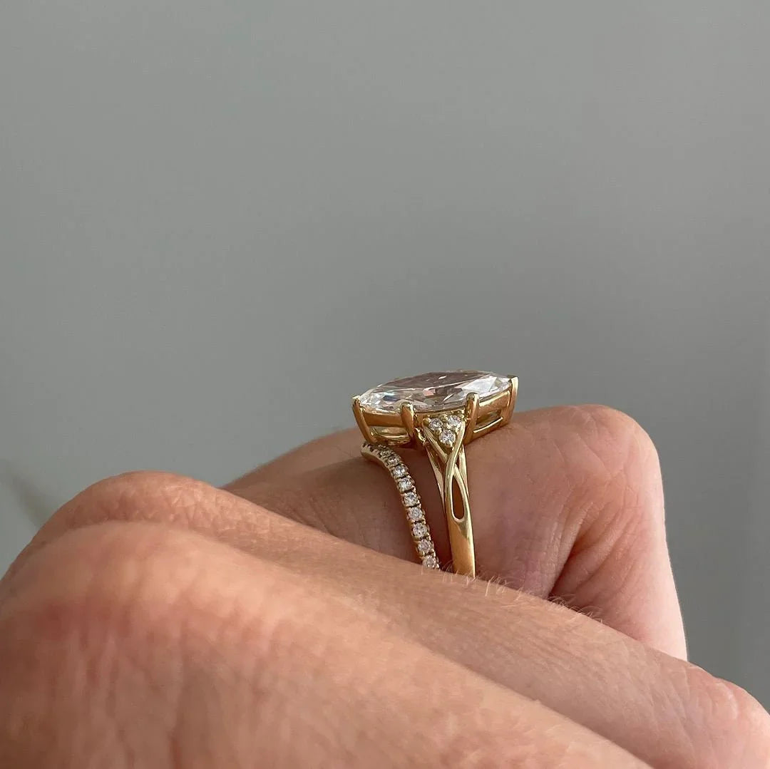 3.50 CT marquise lab grown diamond engagement ring criss-cross band IGI certified bridal wedding ring luxury diamond ring anniversary jewelry gift