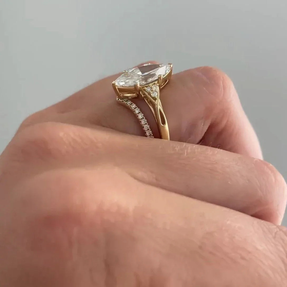 3.60 TCW Marquise Lab Grown Diamond Engagement Ring | Criss-Cross Band Design | IGI Certified 