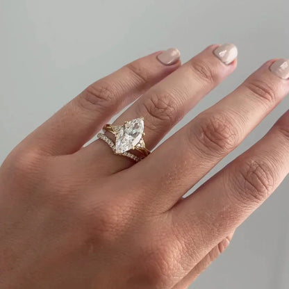 3.60 TCW Marquise Lab Grown Diamond Engagement Ring | Criss-Cross Band Design | IGI Certified 