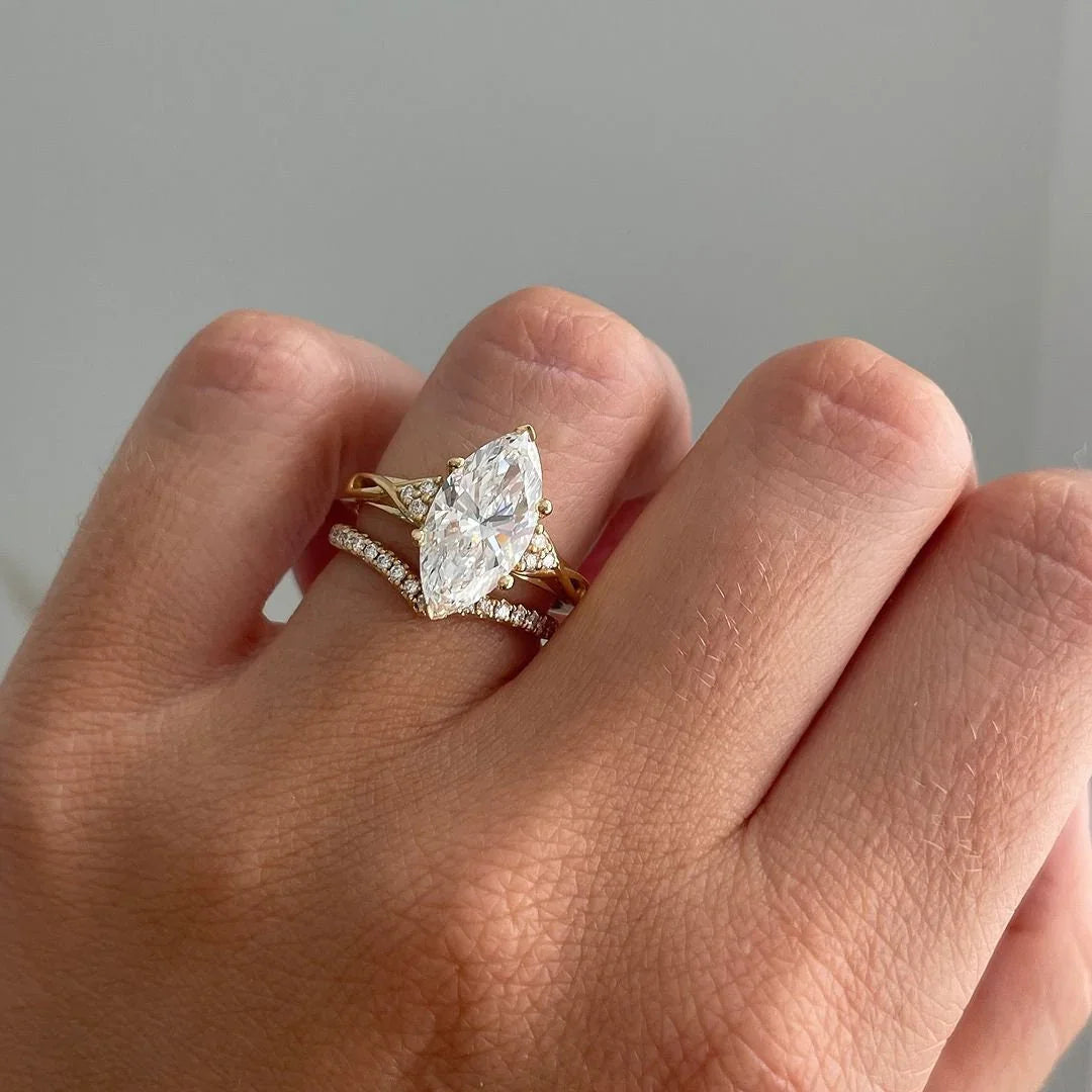 3.50 CT marquise lab grown diamond engagement ring criss-cross band IGI certified bridal wedding ring luxury diamond jewelry engagement gift ring