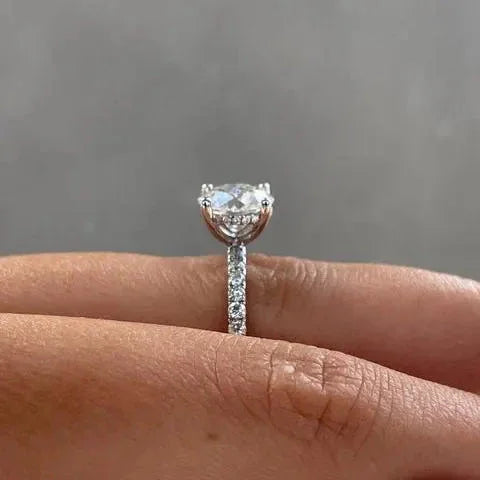 3.60 TCW round lab grown diamond engagement ring side stone IGI certified bridal wedding ring luxury diamond jewelry engagement ring promise ring