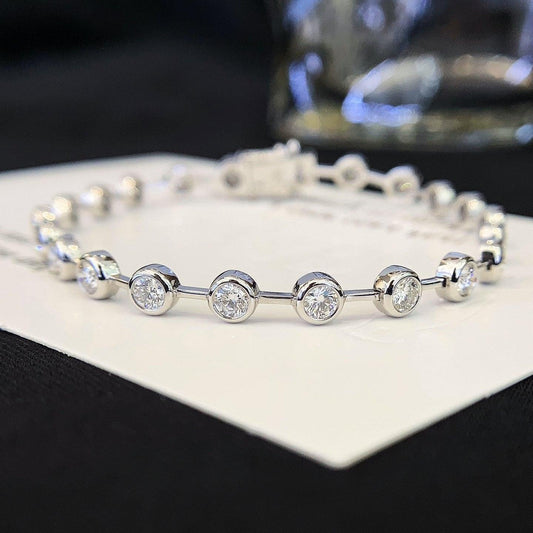 3.60tcw Round Lab Diamond Bezel Tennis Bracelet | White Gold | D-E-F VVS–VS | IGI Certified 