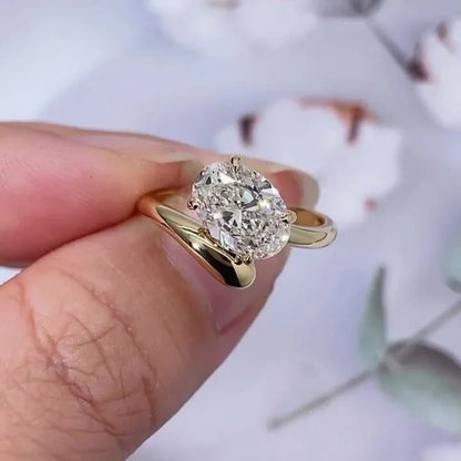 3.61 CT oval lab grown diamond IGI certified engagement ring bypass shank bridal wedding ring luxury fine jewelry oval diamond engagement ring