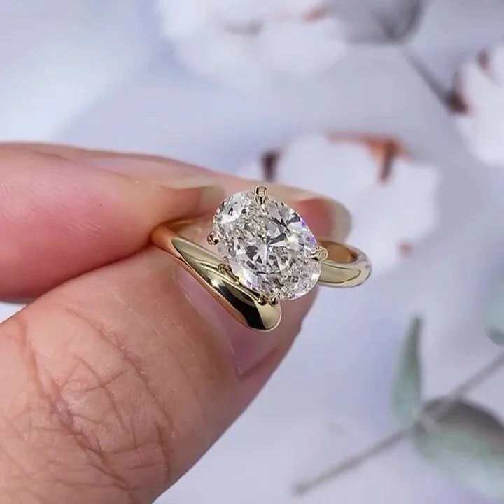 3.61 CT Oval Lab Grown Diamond Engagement Ring |Bypass Shank Ring | IGI Certified 