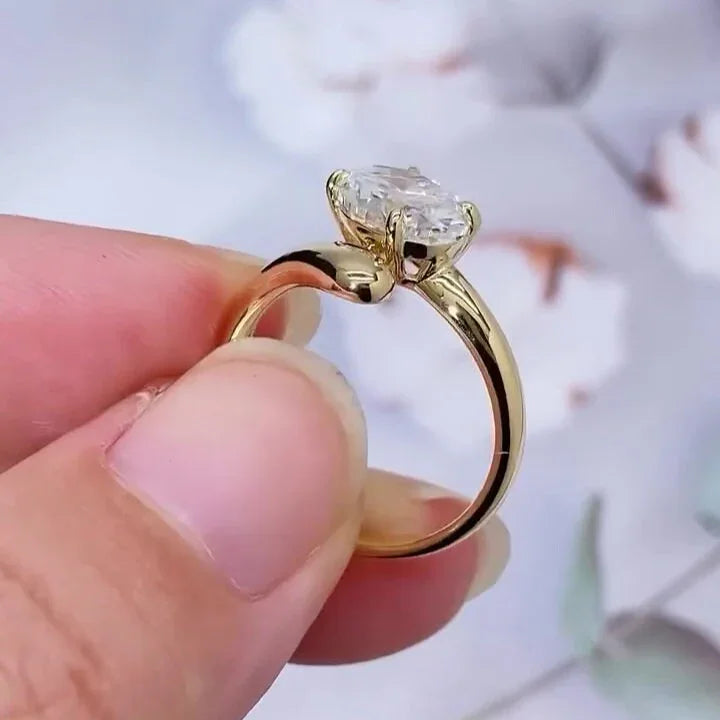 3.61 CT Oval Lab Grown Diamond Engagement Ring |Bypass Shank Ring | IGI Certified 
