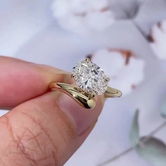 3.61 CT oval lab grown diamond engagement ring bypass shank IGI certified bridal wedding ring luxury fine jewelry engagement ring anniversary gift