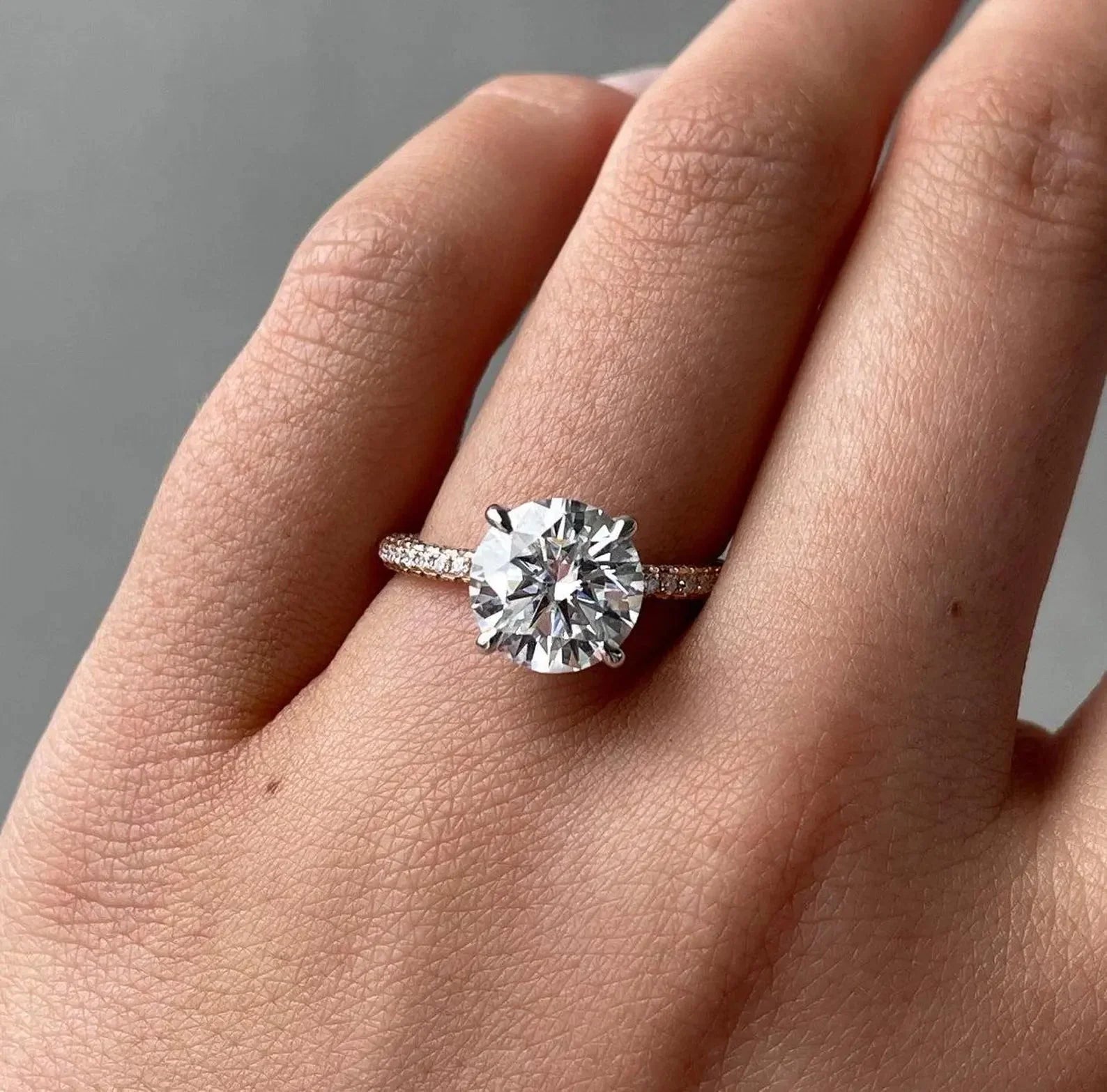 3.70 TCW round cut lab grown diamond engagement ring IGI certified hidden halo design bridal wedding ring luxury diamond jewelry engagement ring