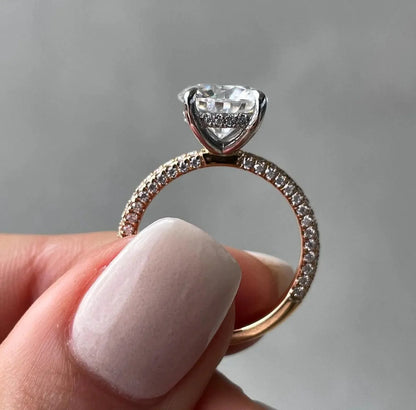 3.70 TCW Round Lab Grown Diamond Engagement Ring | Hidden Halo Design | IGI Certified 