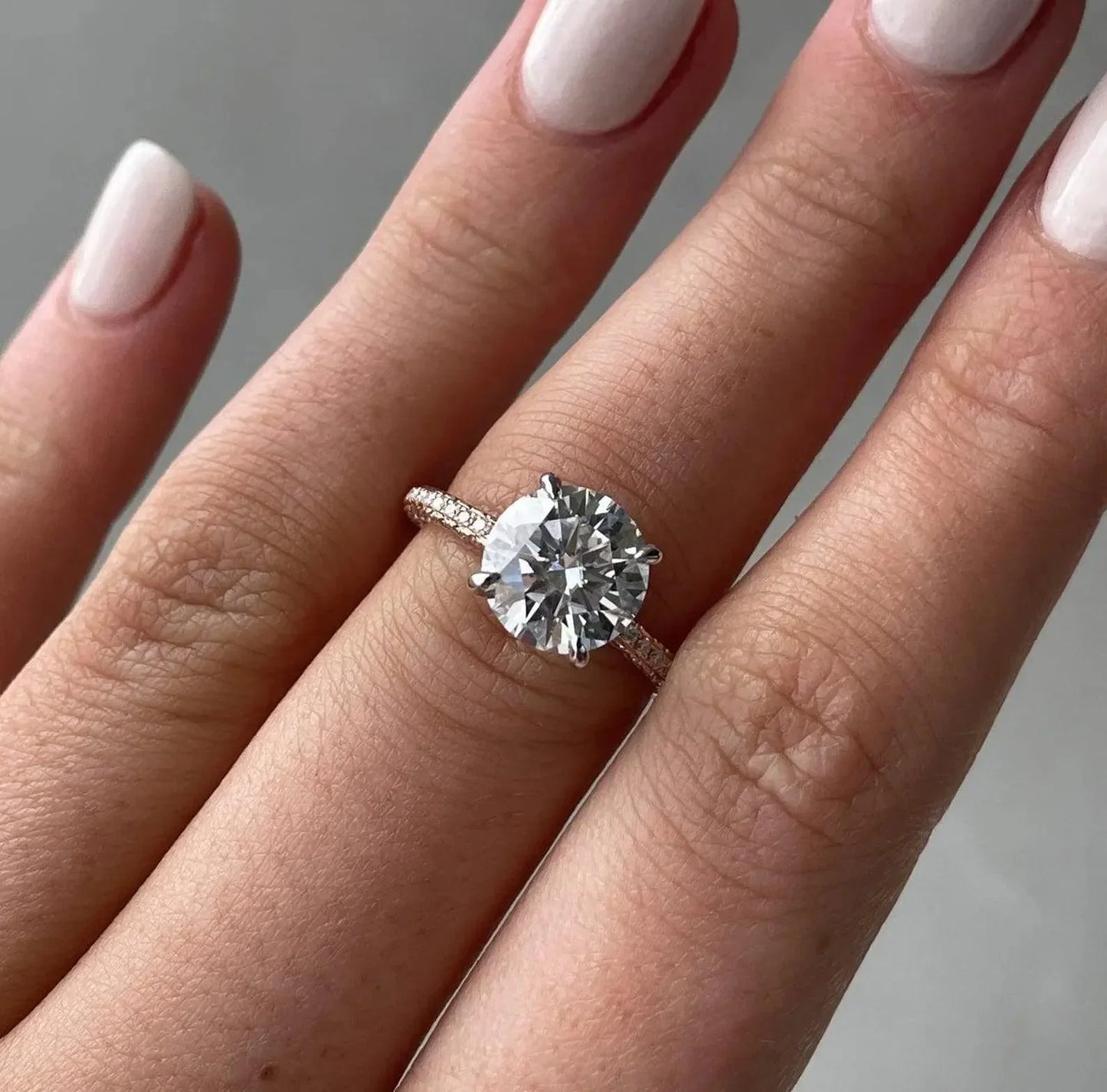 3.70 TCW Round Lab Grown Diamond Engagement Ring | Hidden Halo Design | IGI Certified 