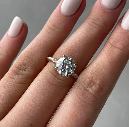 3.70 TCW Round Lab Grown Diamond Engagement Ring | Hidden Halo Design | IGI Certified 