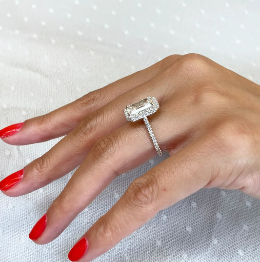 3.80 TCW radiant lab grown diamond engagement ring double halo IGI certified bridal wedding ring luxury fine jewelry engagement ring anniversary gift