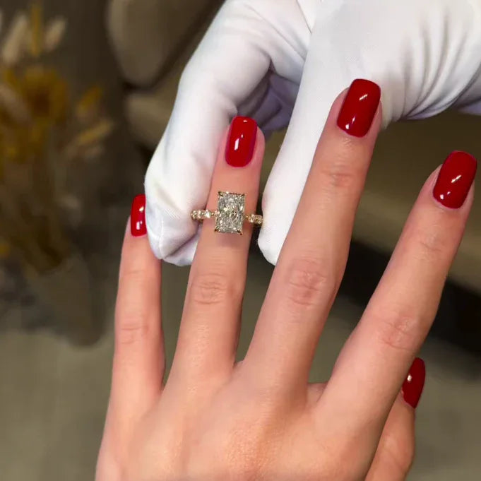 3.50 CT Radiant Lab Grown Diamond Engagement Ring | Three Stone Design | IGI Certified