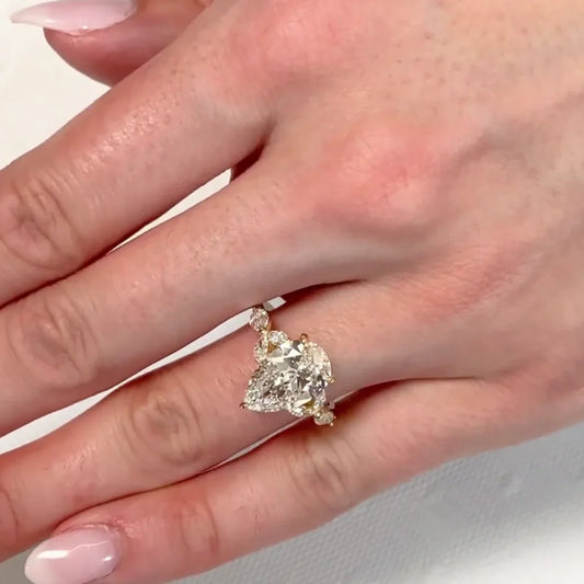 3.90 TCW pear cut lab grown diamond engagement ring multi stone ring IGI certified bridal wedding ring luxury diamond jewelry engagement ring